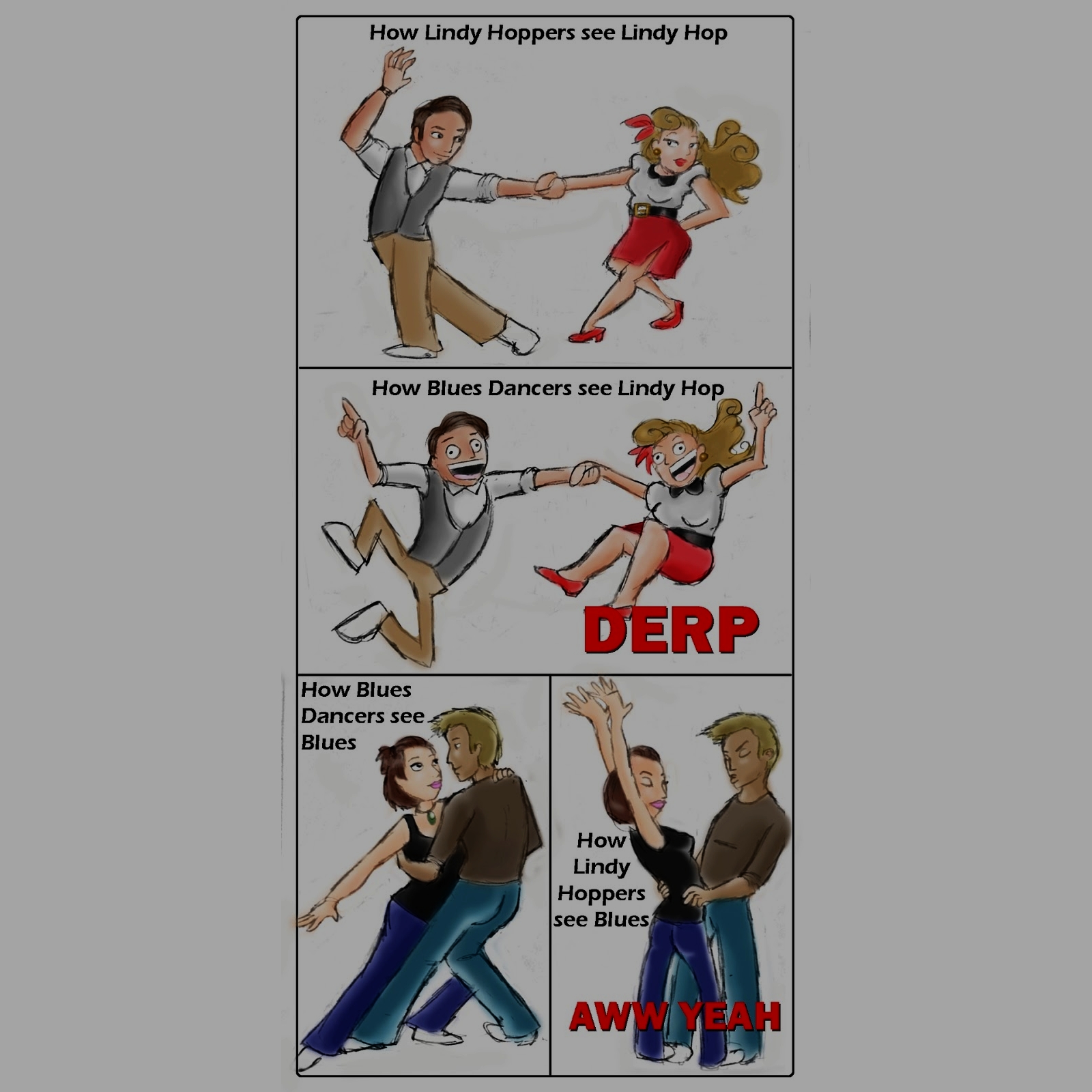 How Lindy Hoppers seen Blues Dancers