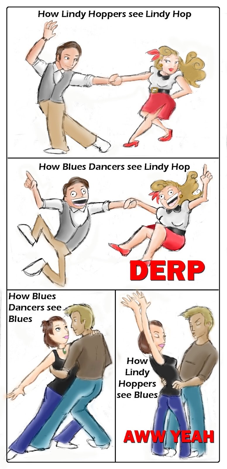 How Lindy Hoppers seen Blues Dancers